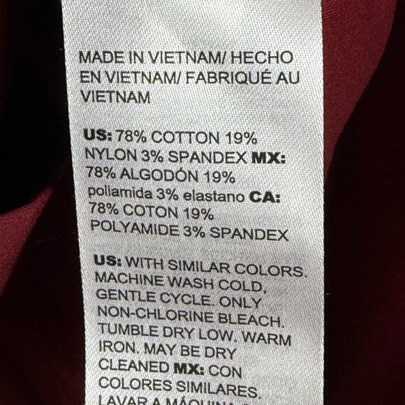 Chico's Top Women 0 US 4 Red Long Sleeve Ruffle Neck Tunic Poplin Button NWT - Picture 5 of 9